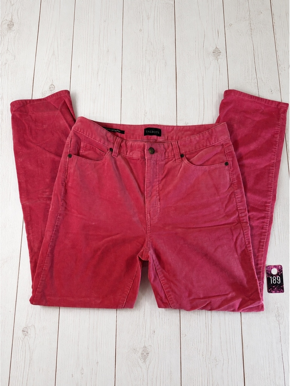 Talbots Women's Pink Corduroy Straight Leg Pants Size 6P